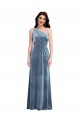 Cheap One Shoulder Draped Velvet Maxi Bridesmaid Dress / Prom Dress UK