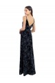 Cheap Floral Velvet Surplice V-Neck Long Bridesmaid Dress with V-Back UK