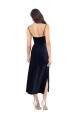 Cheap Midi Cocktail Length Formal Velvet Bridesmaid Dress / Prom Dress with Cowl Neck and Spaghetti Straps UK