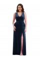 Cheap Deep V-Neck Sleeveless Formal Velvet Maxi Bridesmaid Dress / Prom Dress with Pockets UK