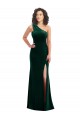 Cheap One Shoulder Velvet Trumpet Bridesmaid Dress / Prom Dress with Front Slit UK
