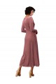 Cheap Long Sleeve Velvet Faux Wrap Midi Length Bridesmaid Dress / Prom Dress UK