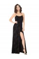 Cheap Floral Velvet Cowl Neck Bridesmaid Dress with Skirt Slit UK