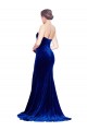 Cheap Strapless Ruched Formal Velvet Bridesmaid Dress / Prom Dress with Sweep Train and Front Slit UK