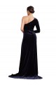 Cheap One Sleeve Long Formal Velvet Bridesmaid Dress / Prom Dress with Thigh High Split UK