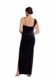 Cheap Long Formal Velvet Bridesmaid Dress / Prom Dress with Side Thigh Split and Shoulder Tie UK