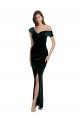Cheap Long Asymmetric Neckline Ruched Formal Velvet Bridesmaid Dress / Prom Dress UK