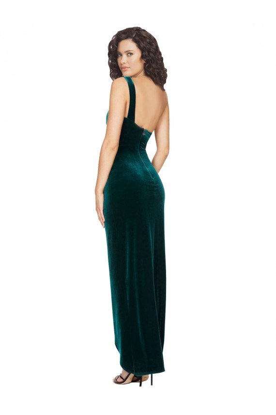 Cheap One Shoulder Velvet Front Wrap Bridesmaid Dress / Prom Dress  UK